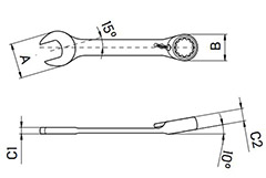 Ключ комбинированный трещоточный с переключателем